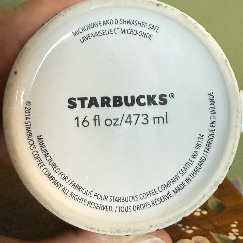 2014 Starbucks Coffee Tall‎ 5.5'' Mug Cube Design Green Dot Collection 16 oz Cup